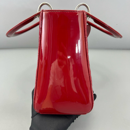Dior Medium Lady Dior Patent Calfskin Red