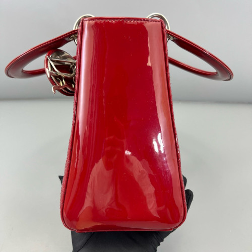 Dior Medium Lady Dior Patent Calfskin Red
