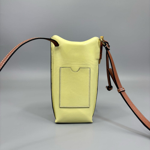 Loewe Phone Holder Calfskin Yellow Brown
