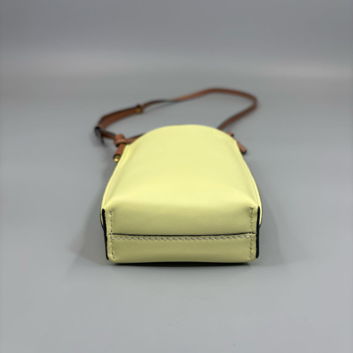 Loewe Phone Holder Calfskin Yellow Brown