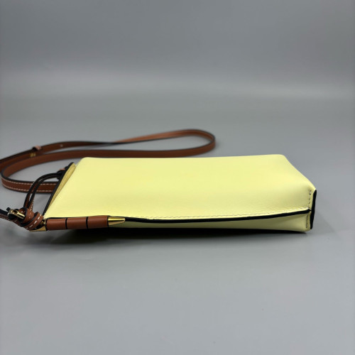 Loewe Phone Holder Calfskin Yellow Brown