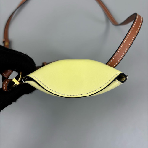 Loewe Phone Holder Calfskin Yellow Brown
