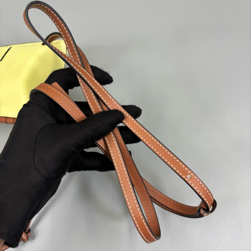Loewe Phone Holder Calfskin Yellow Brown