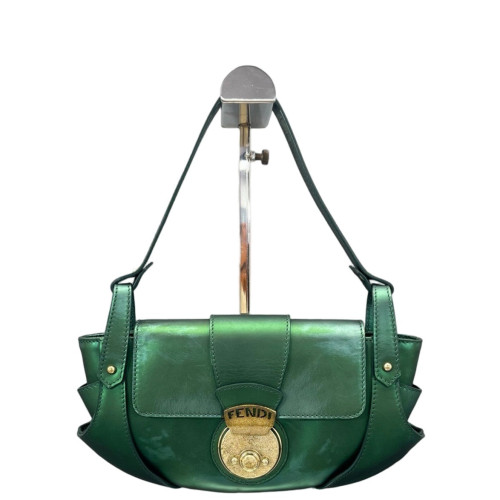 Fendi Shoulder Bag Calfskin Green