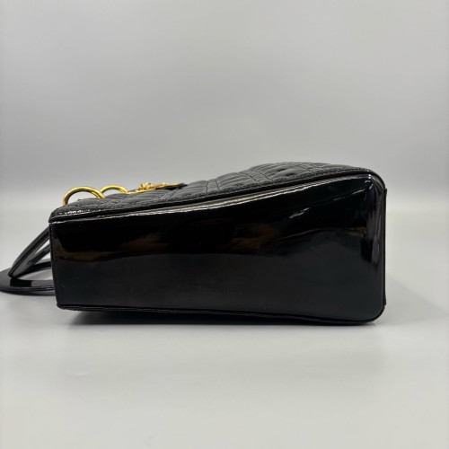 Dior Large Lady Dior Patent Calfskin Black