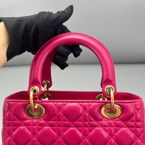 Dior Medium Lady Dior Calfskin Rose