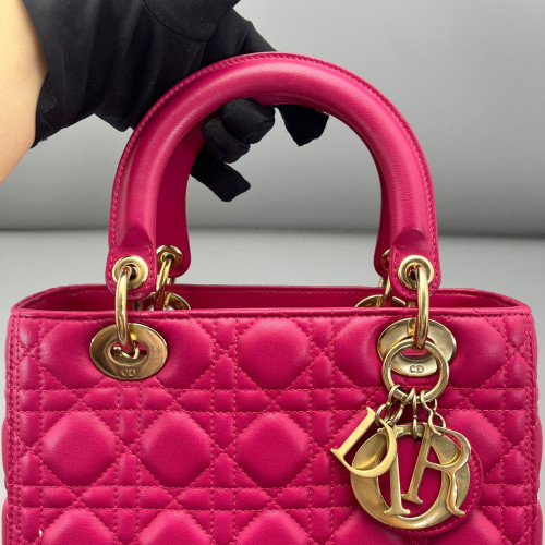 Dior Medium Lady Dior Calfskin Rose