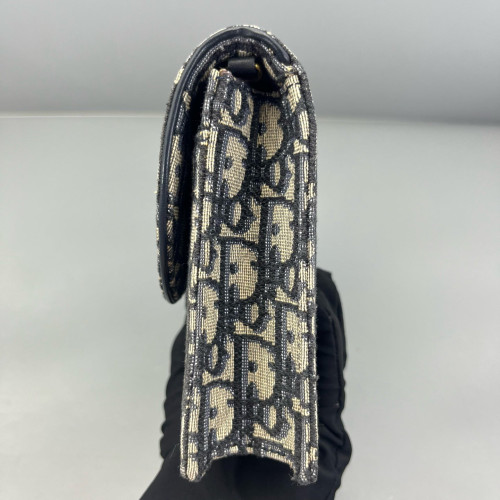Dior Medium Saddle Chain Pouch Oblique Navy Beige Black Dior Medium Saddle Chain Pouch Oblique Navy Beige Black