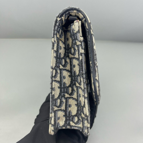 Dior Medium Saddle Chain Pouch Oblique Navy Beige Black Dior Medium Saddle Chain Pouch Oblique Navy Beige Black