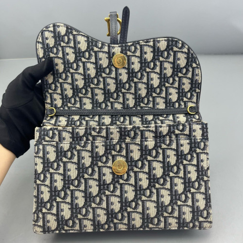 Dior Medium Saddle Chain Pouch Oblique Navy Beige Black Dior Medium Saddle Chain Pouch Oblique Navy Beige Black
