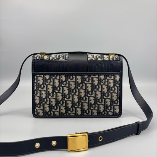 Dior 30 Montaigne Flap Bag Oblique Black Beige Navy