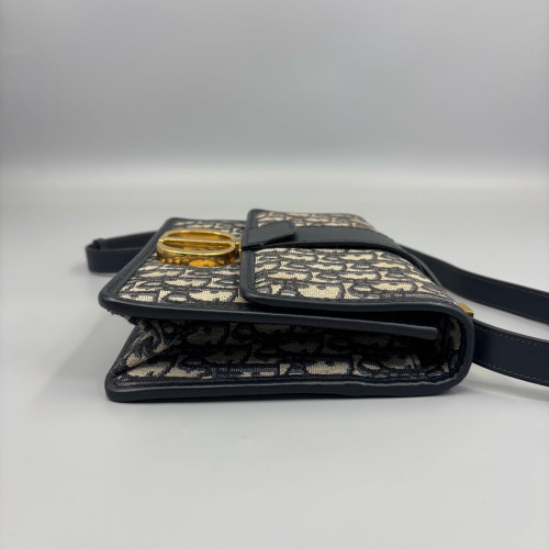 Dior 30 Montaigne Flap Bag Oblique Black Beige Navy