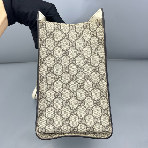 Gucci Medium Padlock Tote GG Supreme Monogram White Brown