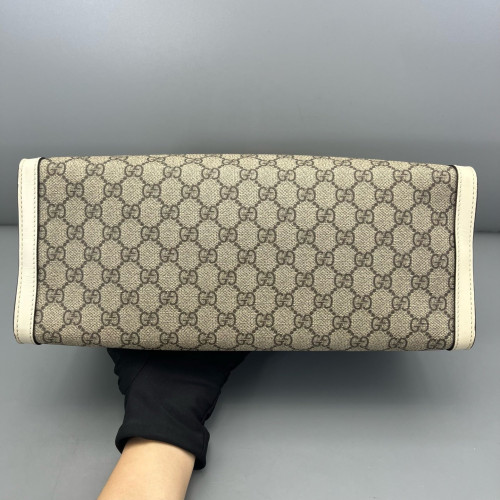 Gucci Medium Padlock Tote GG Supreme Monogram White Brown