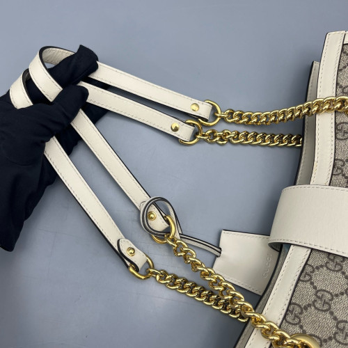 Gucci Medium Padlock Tote GG Supreme Monogram White Brown