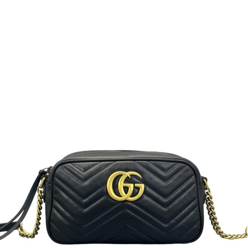 Gucci Matelasse Small GG Marmont Chain Shoulder Bag Calfskin Black Gucci Matelasse Small GG Marmont Chain Shoulder Bag Calfskin Black