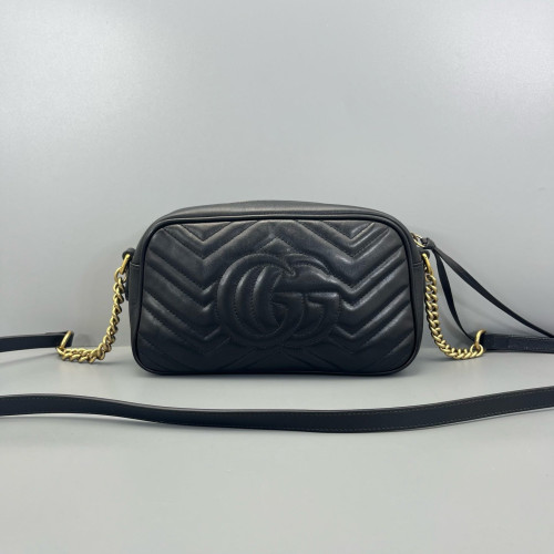 Gucci Matelasse Small GG Marmont Chain Shoulder Bag Calfskin Black Gucci Matelasse Small GG Marmont Chain Shoulder Bag Calfskin Black