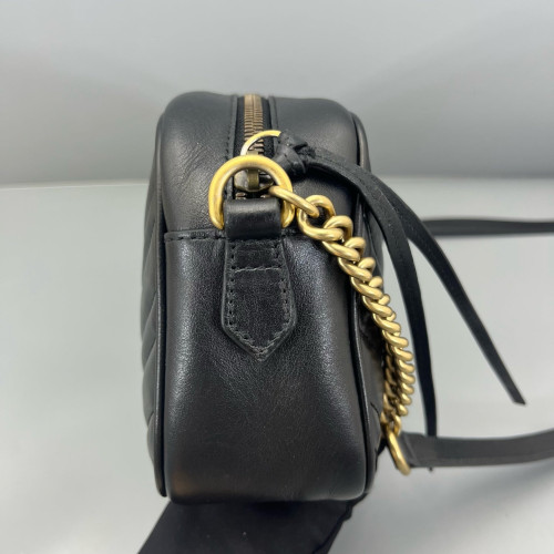 Gucci Matelasse Small GG Marmont Chain Shoulder Bag Calfskin Black Gucci Matelasse Small GG Marmont Chain Shoulder Bag Calfskin Black