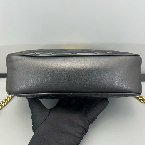 Gucci Matelasse Small GG Marmont Chain Shoulder Bag Calfskin Black Gucci Matelasse Small GG Marmont Chain Shoulder Bag Calfskin Black