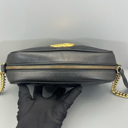 Gucci Matelasse Small GG Marmont Chain Shoulder Bag Calfskin Black Gucci Matelasse Small GG Marmont Chain Shoulder Bag Calfskin Black