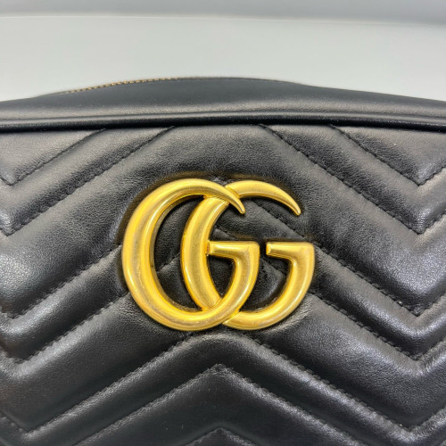 Gucci Matelasse Small GG Marmont Chain Shoulder Bag Calfskin Black Gucci Matelasse Small GG Marmont Chain Shoulder Bag Calfskin Black