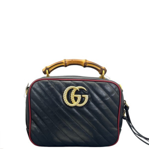 Gucci Bamboo Matelasse Camera Case Calfskin Black