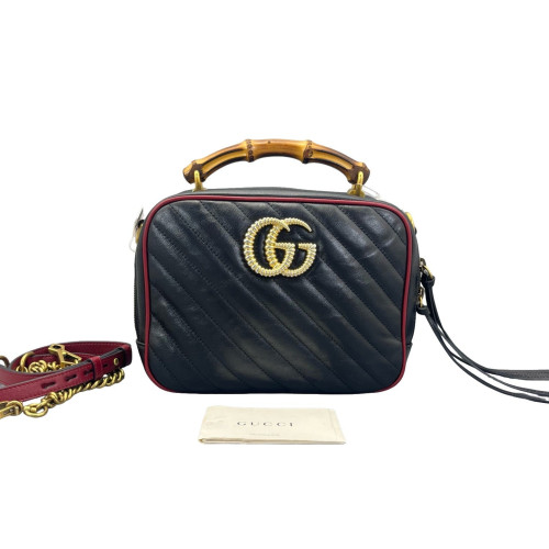 Gucci Bamboo Matelasse Camera Case Calfskin Black Gucci Bamboo Matelasse Camera Case Calfskin Black