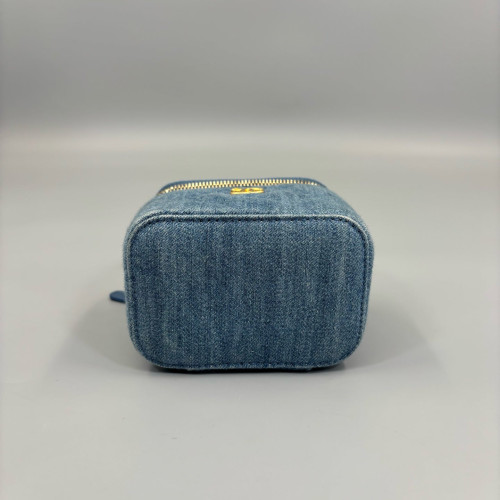 Chanel Quilted Pearl Crush Mini Vanity Case Denim Blue
