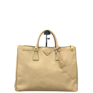 Prada Large Galleria Double Zip Tote Saffiano Calfskin Natural Tan