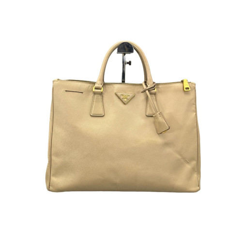 Prada Large Galleria Double Zip Tote Saffiano Calfskin Natural Tan