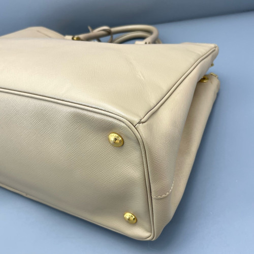 Prada Large Galleria Double Zip Tote Saffiano Calfskin Natural Tan