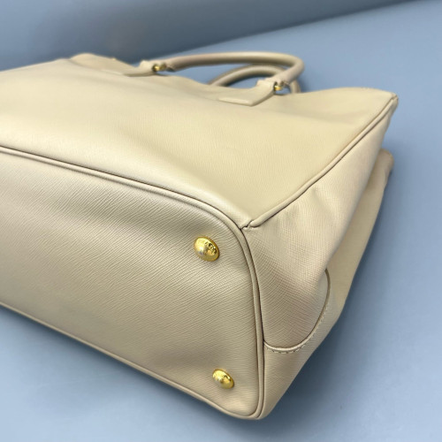 Prada Large Galleria Double Zip Tote Saffiano Calfskin Natural Tan