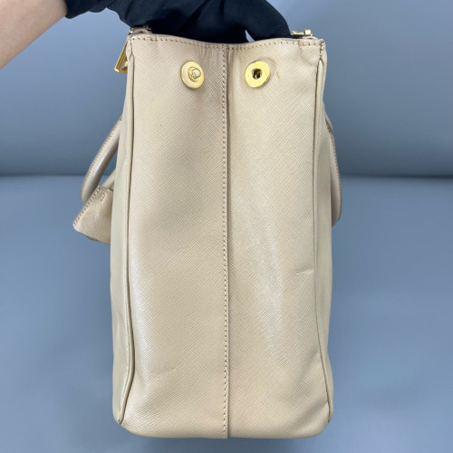 Prada Large Galleria Double Zip Tote Saffiano Calfskin Natural Tan