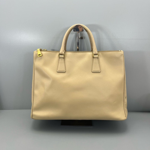 Prada Large Galleria Double Zip Tote Saffiano Calfskin Natural Tan