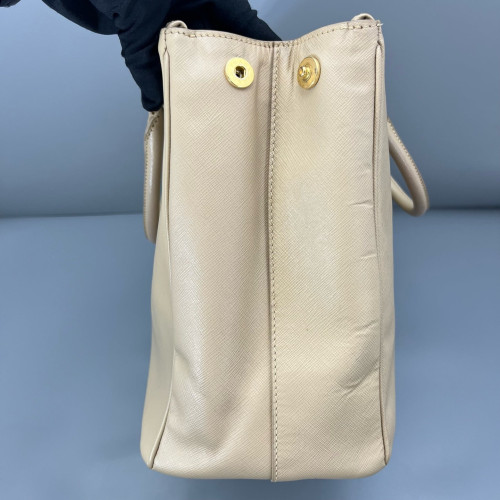 Prada Large Galleria Double Zip Tote Saffiano Calfskin Natural Tan