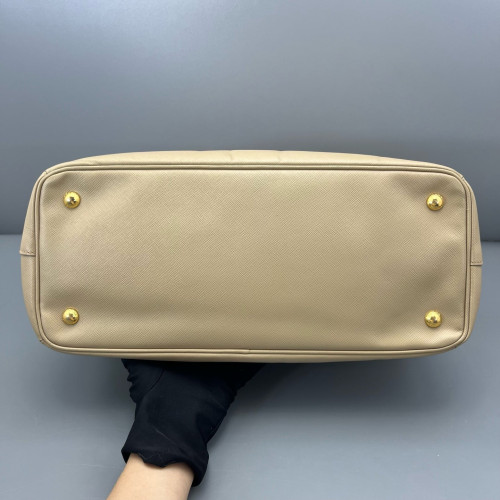 Prada Large Galleria Double Zip Tote Saffiano Calfskin Natural Tan