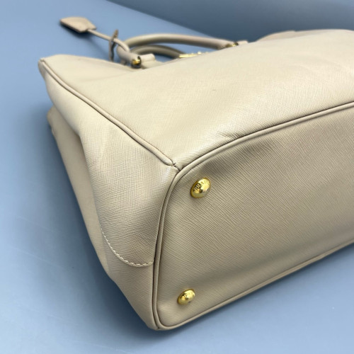 Prada Large Galleria Double Zip Tote Saffiano Calfskin Natural Tan