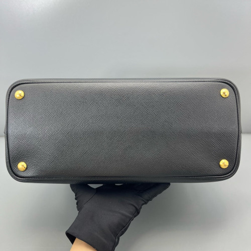 Prada Medium Double Bag Saffiano Calfskin Black Red
