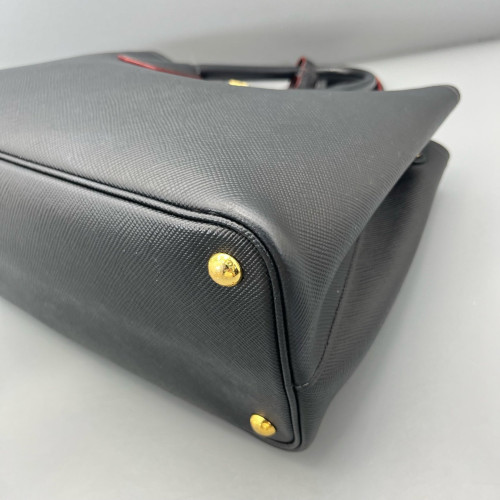 Prada Medium Double Bag Saffiano Calfskin Black Red
