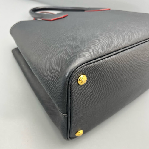 Prada Medium Double Bag Saffiano Calfskin Black Red