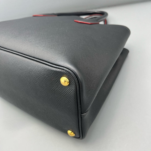 Prada Medium Double Bag Saffiano Calfskin Black Red