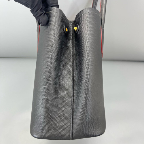 Prada Medium Double Bag Saffiano Calfskin Black Red