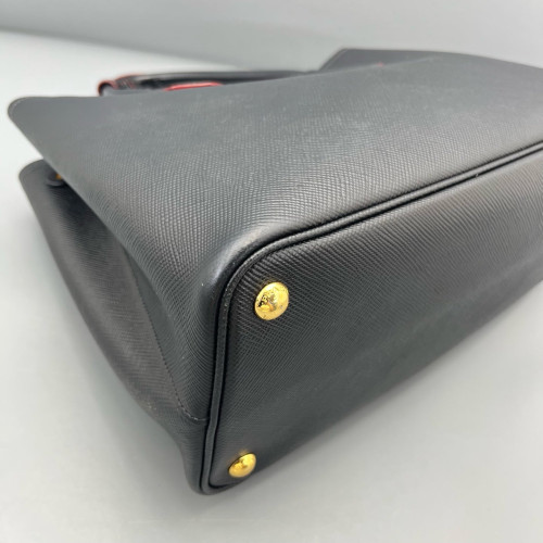 Prada Medium Double Bag Saffiano Calfskin Black Red