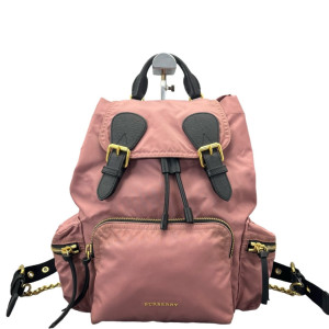 Burberry Medium Rucksack Backpack Nylon Calfskin Pink Black