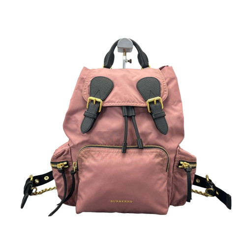 Burberry Medium Rucksack Backpack Nylon Calfskin Pink Black