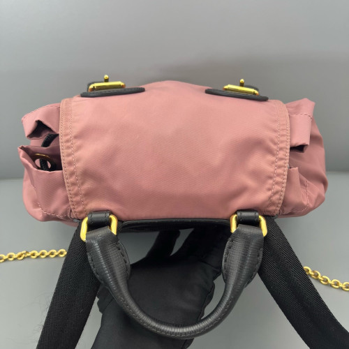 Burberry Medium Rucksack Backpack Nylon Calfskin Pink Black