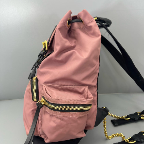 Burberry Medium Rucksack Backpack Nylon Calfskin Pink Black