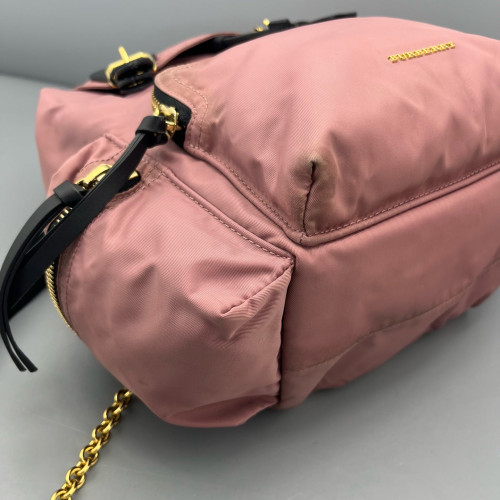 Burberry Medium Rucksack Backpack Nylon Calfskin Pink Black