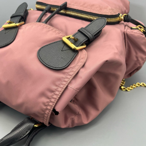 Burberry Medium Rucksack Backpack Nylon Calfskin Pink Black