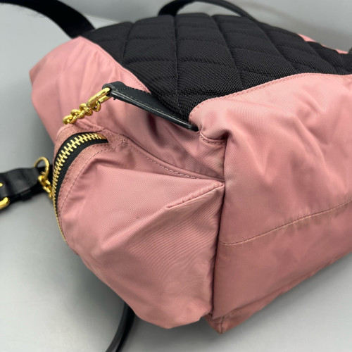 Burberry Medium Rucksack Backpack Nylon Calfskin Pink Black